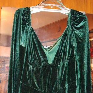 Fashion Nova Deep Green Velvet Dress